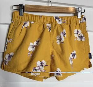 Patagonia Barely Baggies Yellow Hibiscus Flower Shorts XS